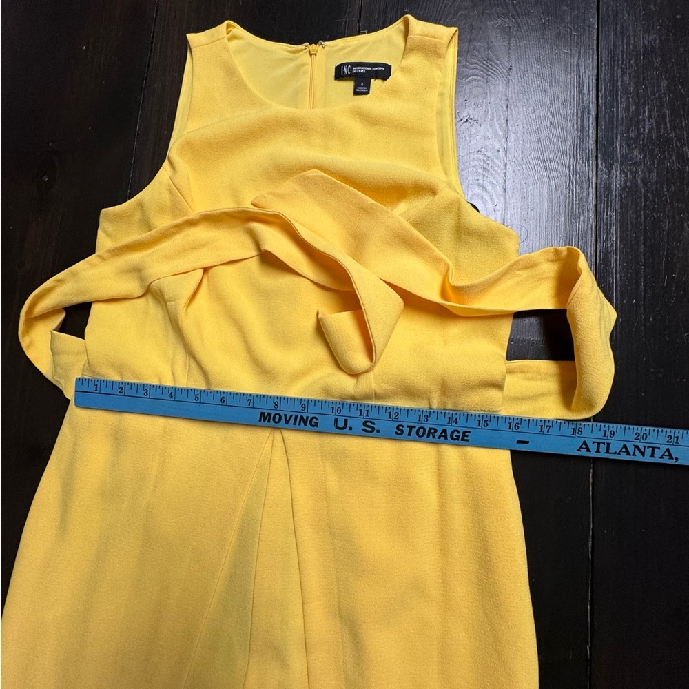 INC International Concepts Bright Yellow Tie-Waist Wide-Leg Jumpsuit - Picture 6 of 10